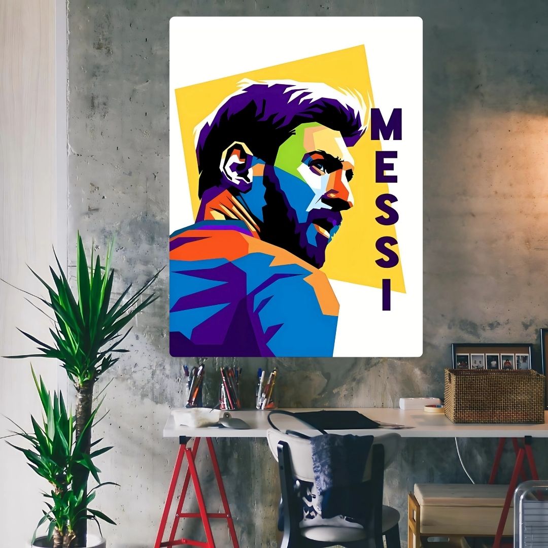 Messi illustration Art Metal Poster
