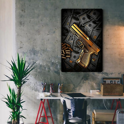 Golden Glock Metal Poster