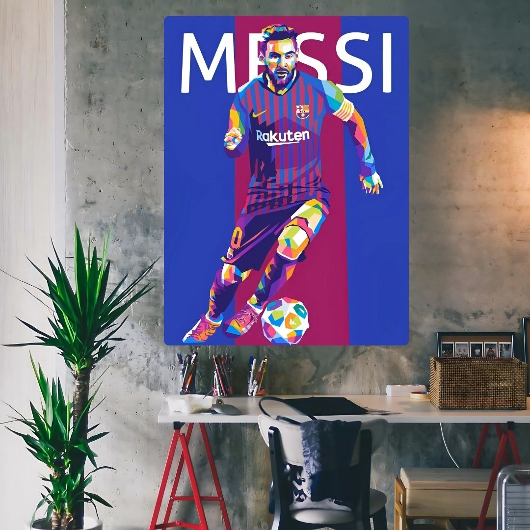 Messi In Action Metal Poster