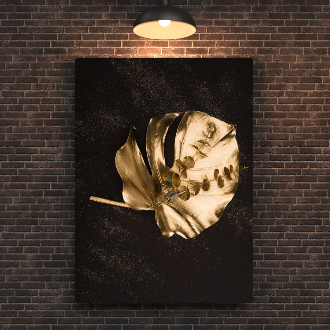 Golden Leaf Art Metal Poster