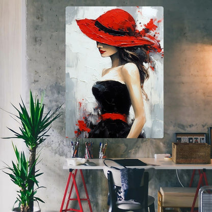 Lady in Red Canvas Metal Poster