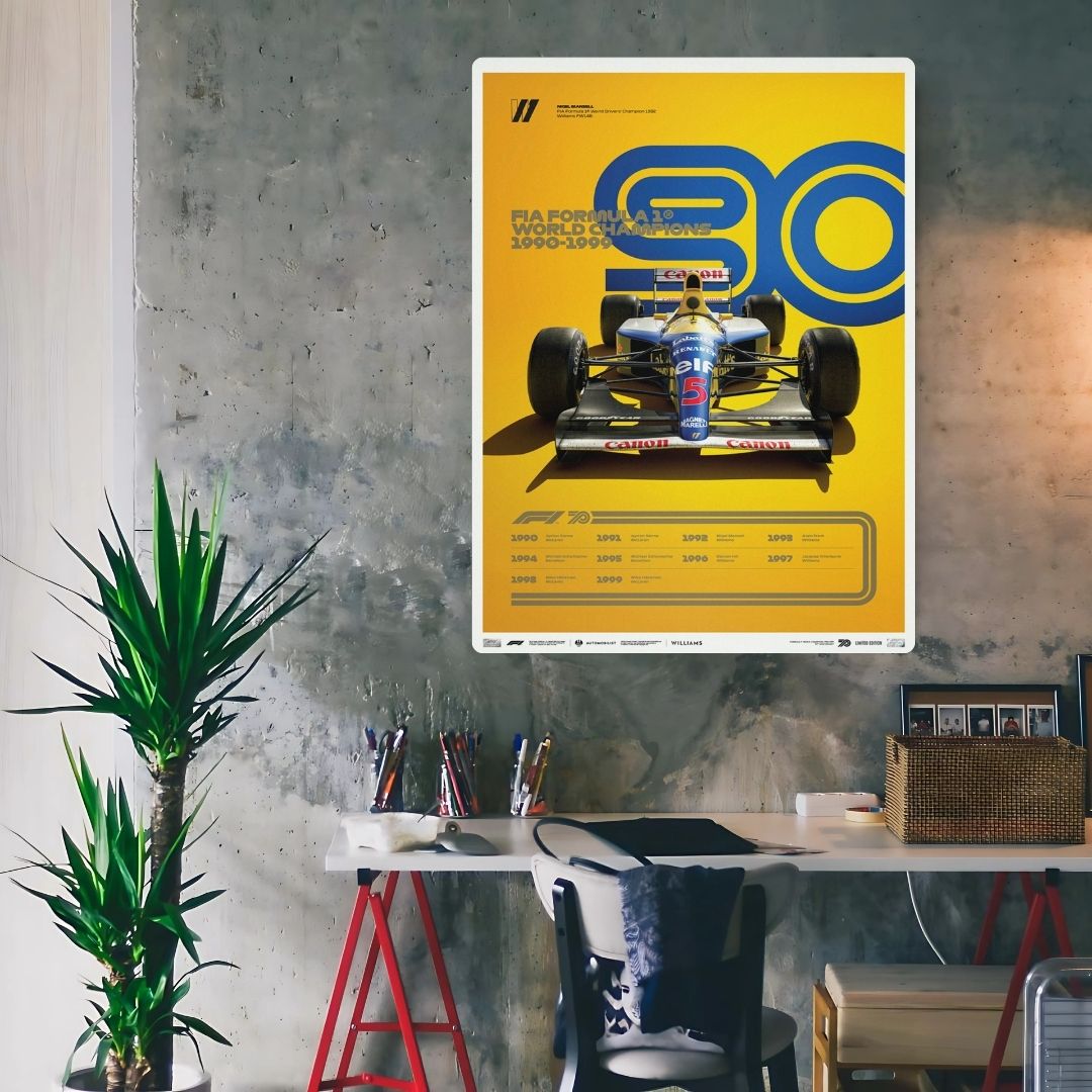 F1 World Champions 1990-1999 Metal Poster