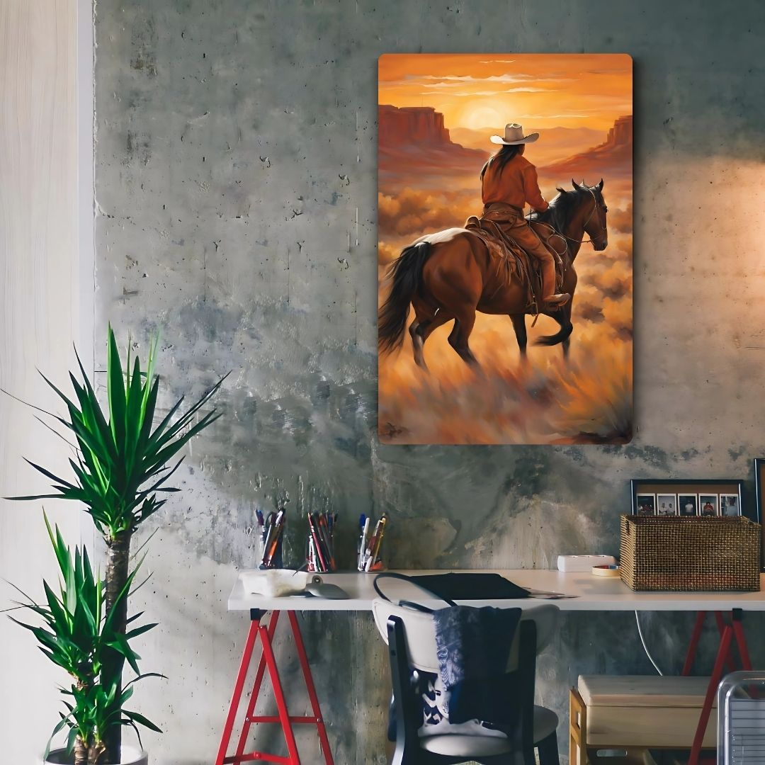 The Lone Cowboy Metal Poster