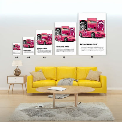 Honda S 2000 - Pink Metal Poster