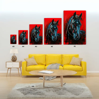 Red Fury Horse Metal Poster