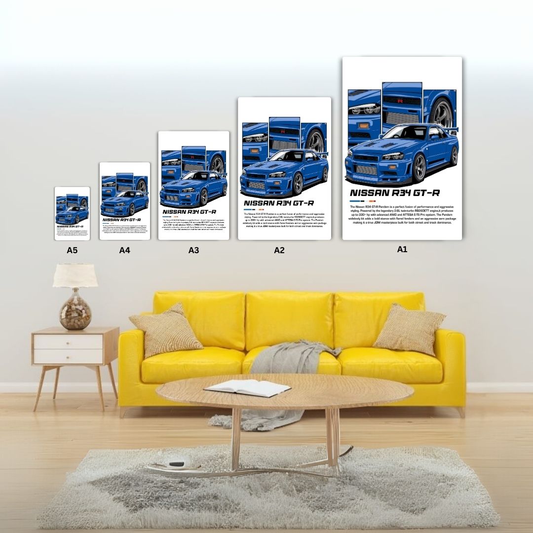 Nissan R34 GTR Metal Poster