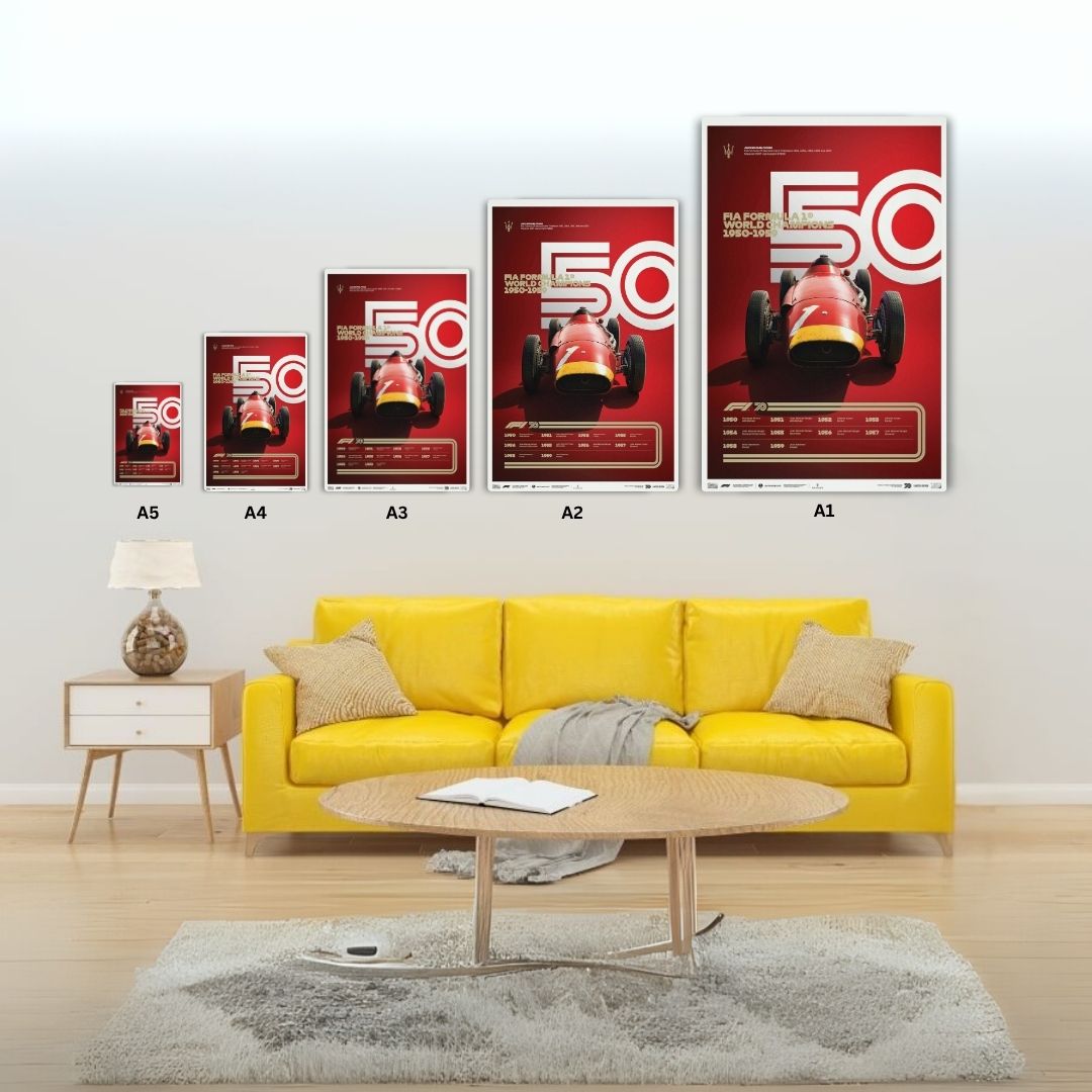 F1 World Champions 1950-1959 Metal Poster