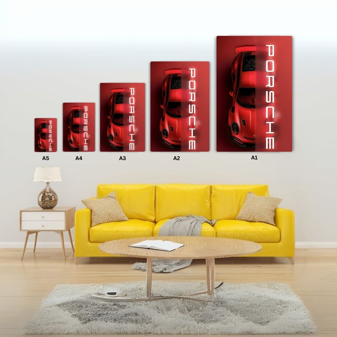 Red Hot Porsche Metal Poster