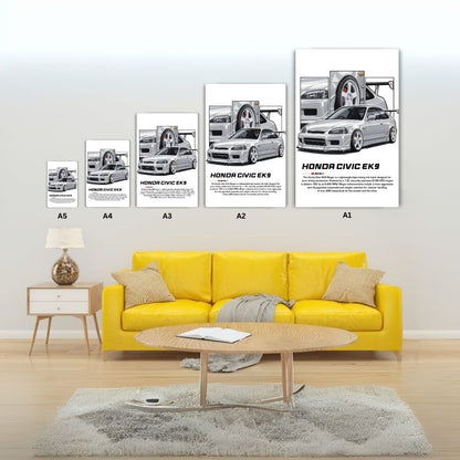 Honda Civic EK 9 Metal Poster