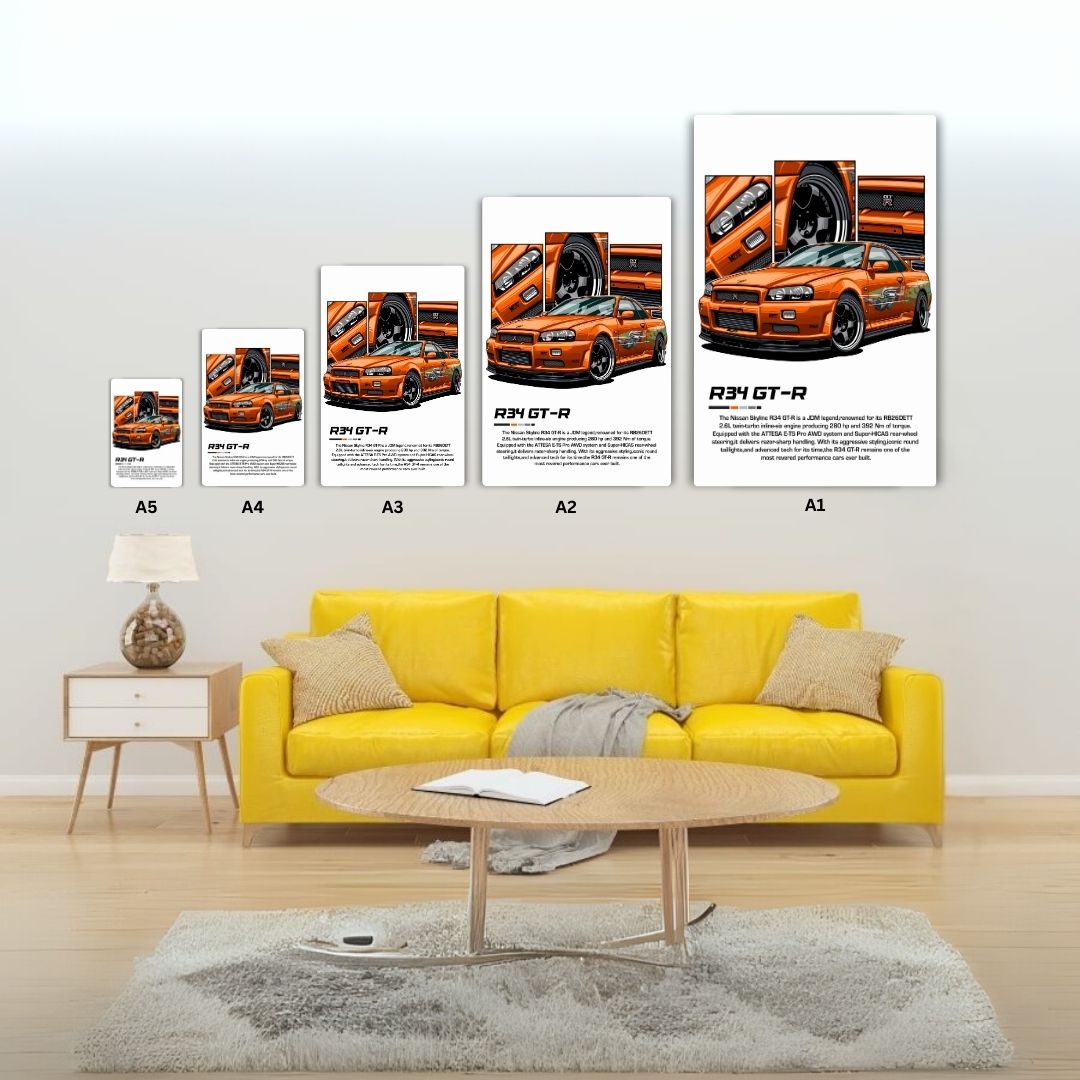 Nissan Skyline R34 Metal Poster