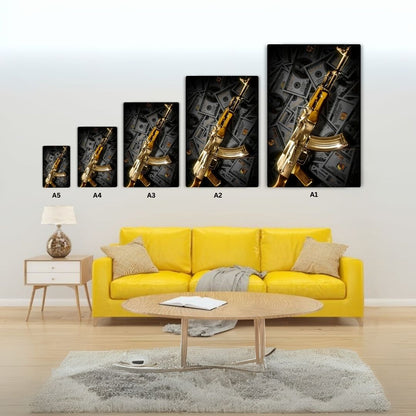 Gold-Plated AK47 Metal Poster