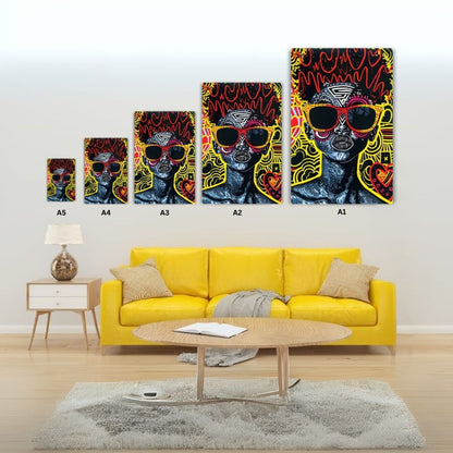 Afro Girl with Sunglasses Metal Poster