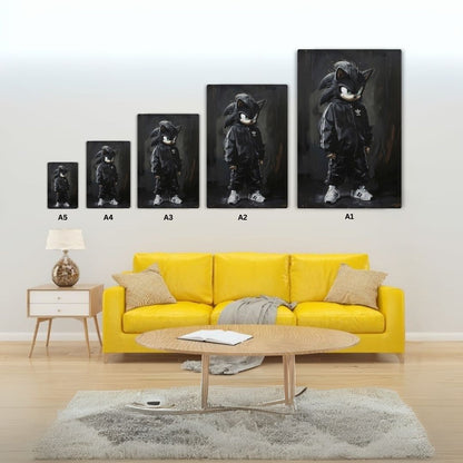 Black Sonic In Action Metal Poster