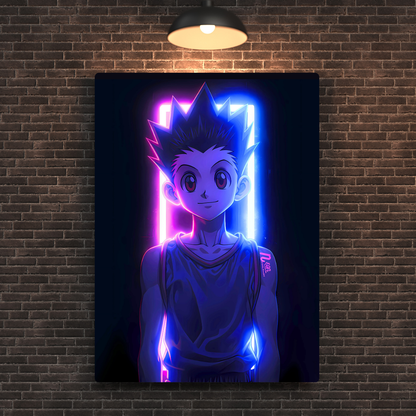 Gon Freecss Neon Metal Poster