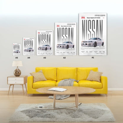 Nissan GTR R34 Metal Poster