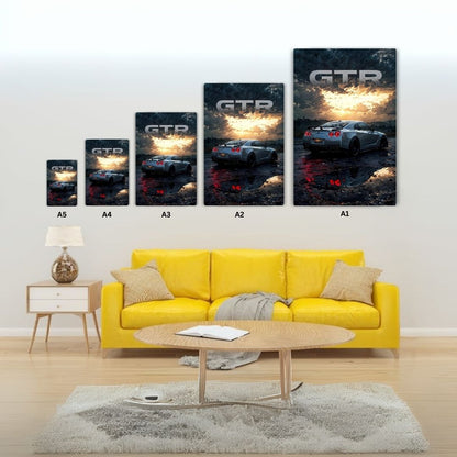 Nissan GTR at Dusk Metal Poster