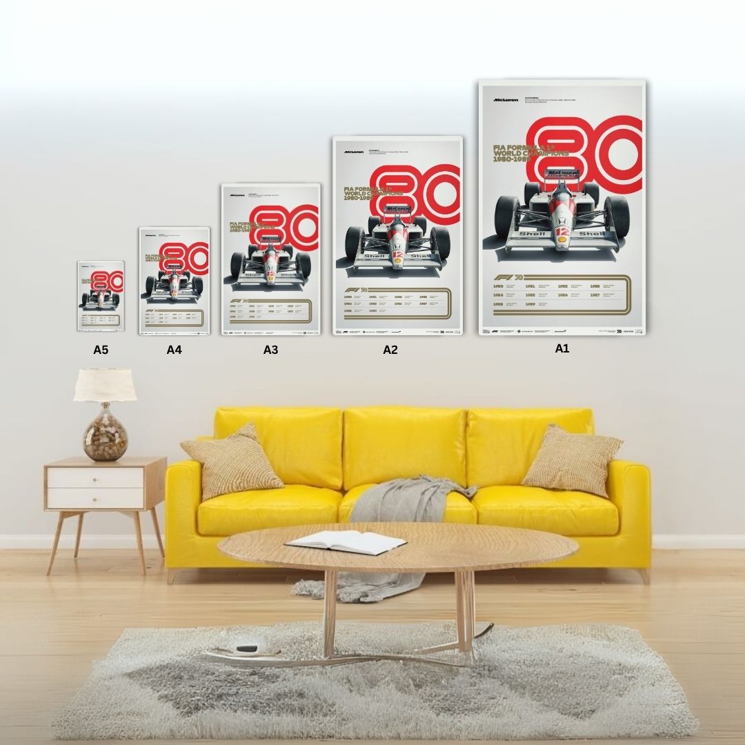 F1 World Champions 1980-1989 Metal Poster