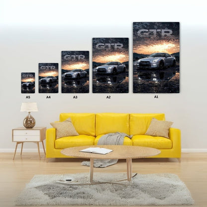 GTR - Silver Lightning Metal Poster