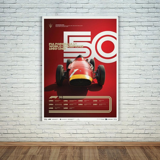 F1 World Champions 1950-1959 Metal Poster